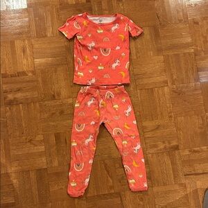 Carter's Coral Pajama Set with Unicorn and Rainbow